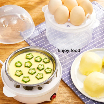 Electric Egg Cooker Double Multifunction Layers Egg Boiler Corn Milk Rapid Breakfast Cooking Egg Steamer Appliances Kitchen