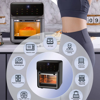 10L Large Capacity Electric Air Fryers Oil-free Automatic Household Kitchen 360°Baking Convection Oven Deep Fryer without Oil