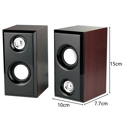 USB Wired Wood Speakers Bass Stereo Subwoofer Sound Box 3.5mm AUX Input USB Power Computer Speakers For Desktop PC Smart Phone