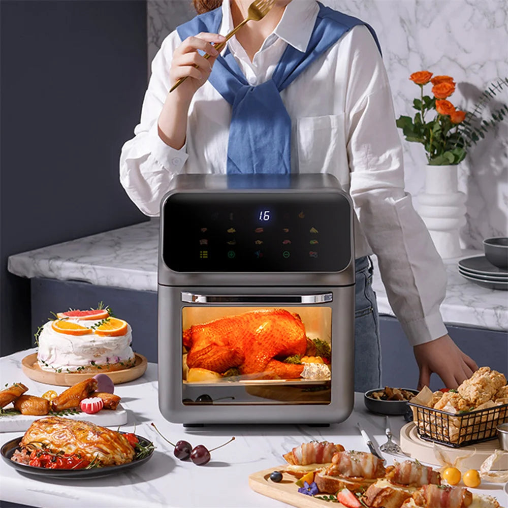 10L Large Capacity Electric Air Fryers Oil-free Automatic Household Kitchen 360°Baking Convection Oven Deep Fryer without Oil