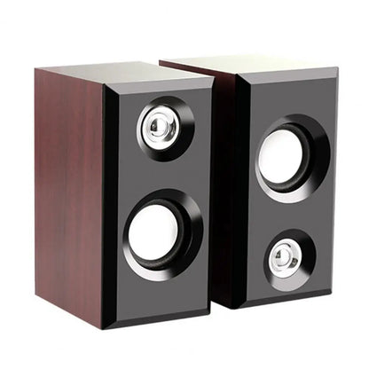 USB Wired Wood Speakers Bass Stereo Subwoofer Sound Box 3.5mm AUX Input USB Power Computer Speakers For Desktop PC Smart Phone