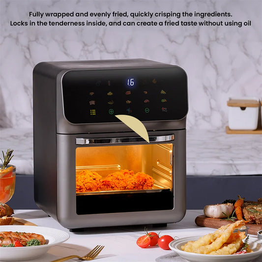 10L Large Capacity Electric Air Fryers Oil-free Automatic Household Kitchen 360°Baking Convection Oven Deep Fryer without Oil