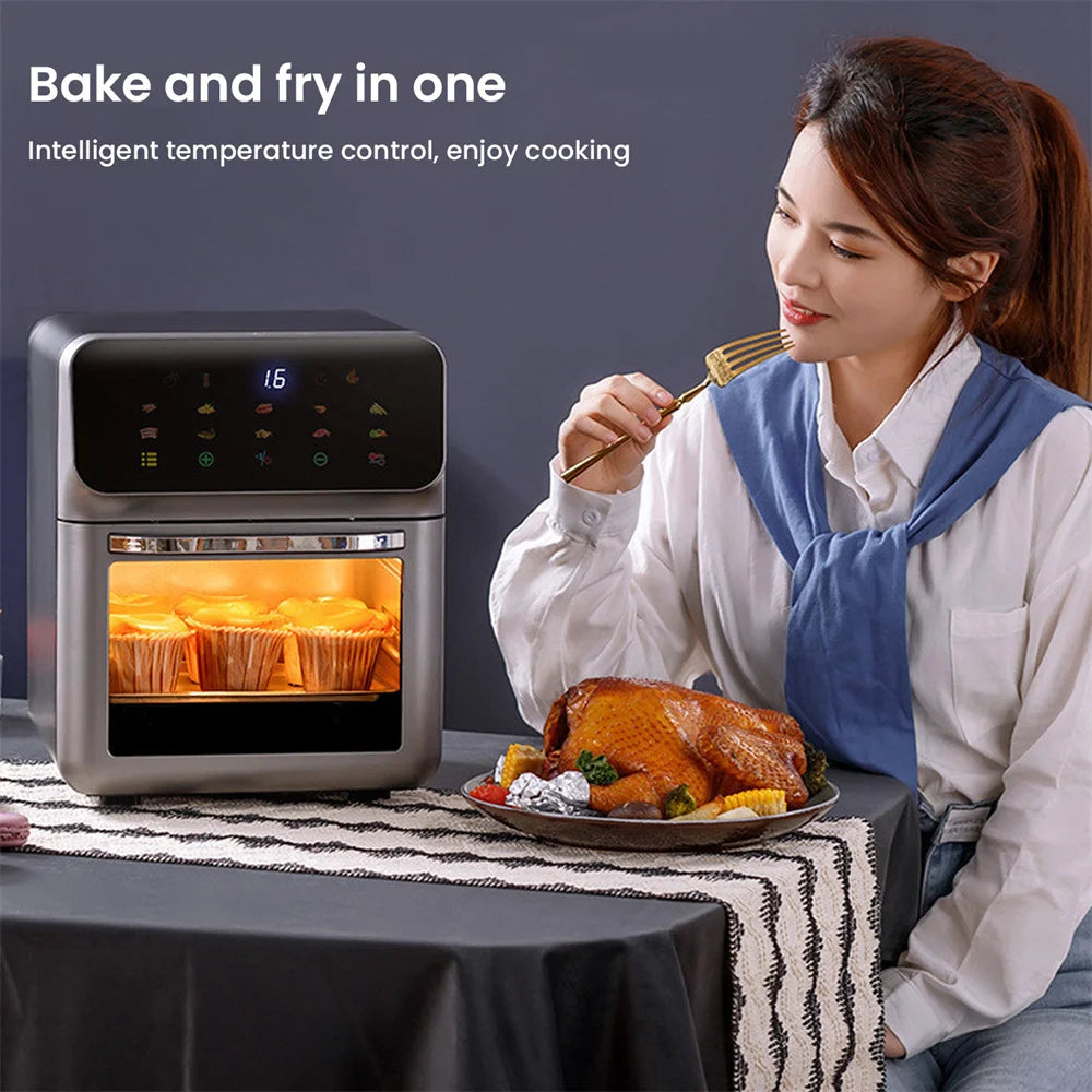 10L Large Capacity Electric Air Fryers Oil-free Automatic Household Kitchen 360°Baking Convection Oven Deep Fryer without Oil